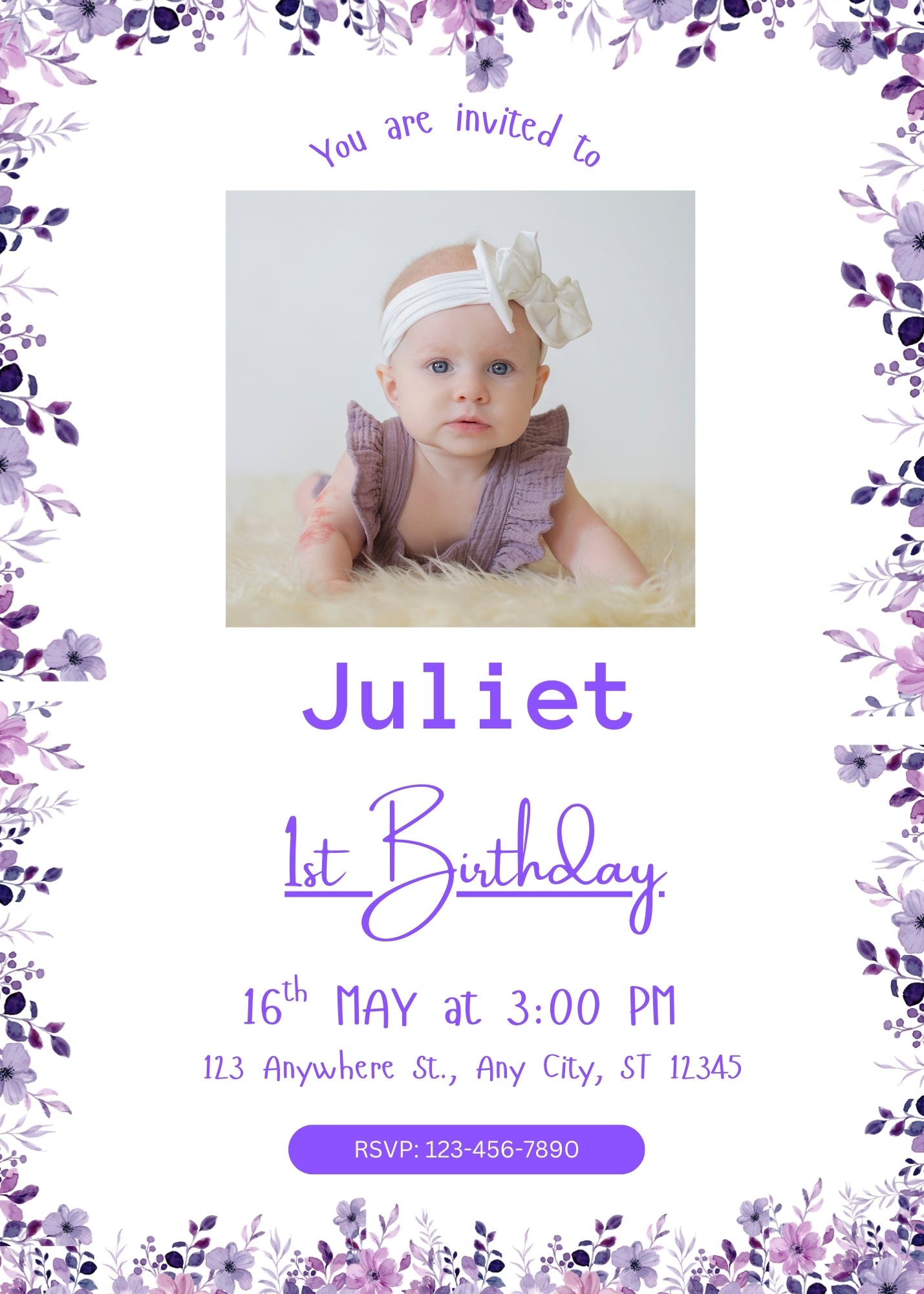 Lavender Birthday E-Invites